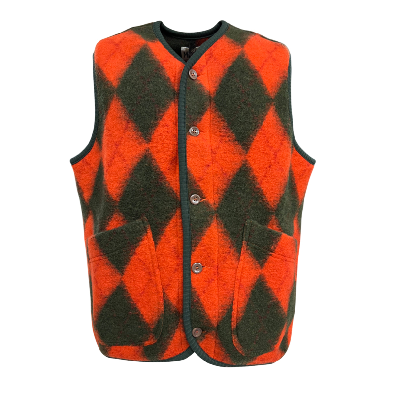 MADSON by BottegaChilometriZero men's vest diamond pattern orange/green DU24742 MADE IN ITALY