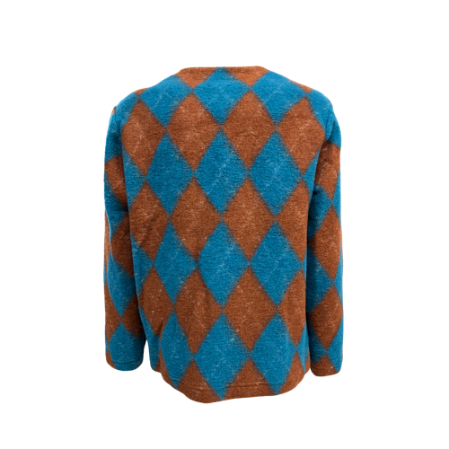 MADSON by BottegaChilometriZero men's cardigan diamond pattern leather/turquoise DU24713 MADE IN ITALY
