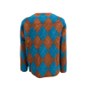 MADSON by BottegaChilometriZero men's cardigan diamond pattern leather/turquoise DU24713 MADE IN ITALY
