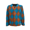 MADSON by BottegaChilometriZero men's cardigan diamond pattern leather/turquoise DU24713 MADE IN ITALY