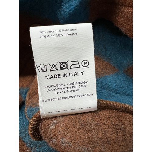 MADSON by BottegaChilometriZero men's cardigan diamond pattern leather/turquoise DU24713 MADE IN ITALY