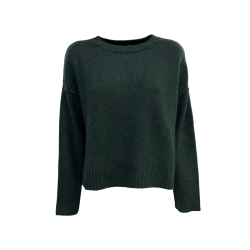 HUMILITY 1949 maglia donna girocollo a scatola verde scuro CIELO  MADE IN ITALY