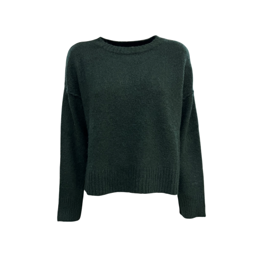HUMILITY 1949 women's crewneck box sweater dark green SKY MADE IN ITALY