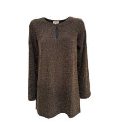 LA FEE MARABOUTEE blusa donna lurex nero/oro ZRATI-D MADE IN ITALY