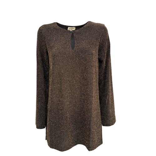 LA FEE MARABOUTEE blusa donna lurex nero/oro ZRATI-D MADE IN ITALY
