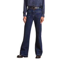 LA FEE MARABOUTEE pantalone jeans scuro a zampa RAIKOU-M 98% cotone 2% elastan