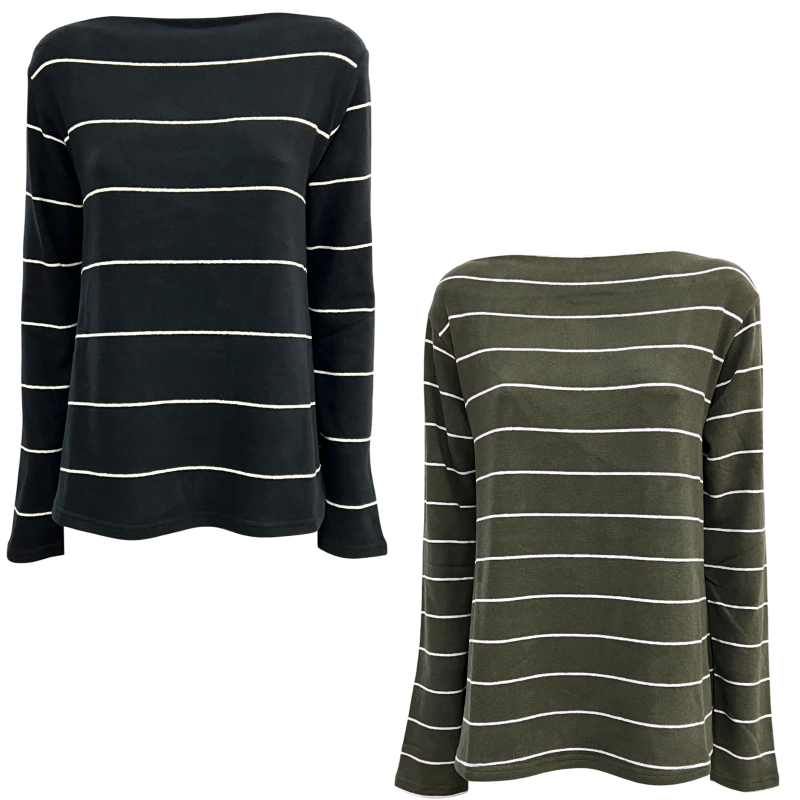NEIRAMI women's flared sweater thin stripes B11RG MADE IN ITALY