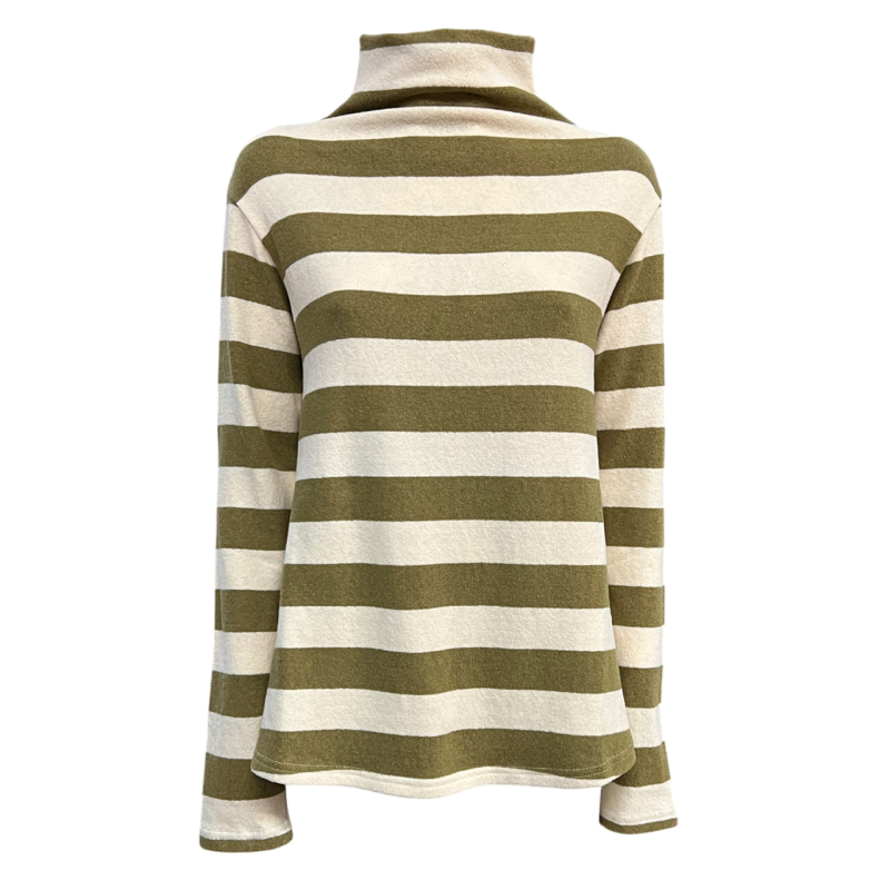 NEIRAMI women's flared sweater striped butter/citron T868GO MADE IN ITALY