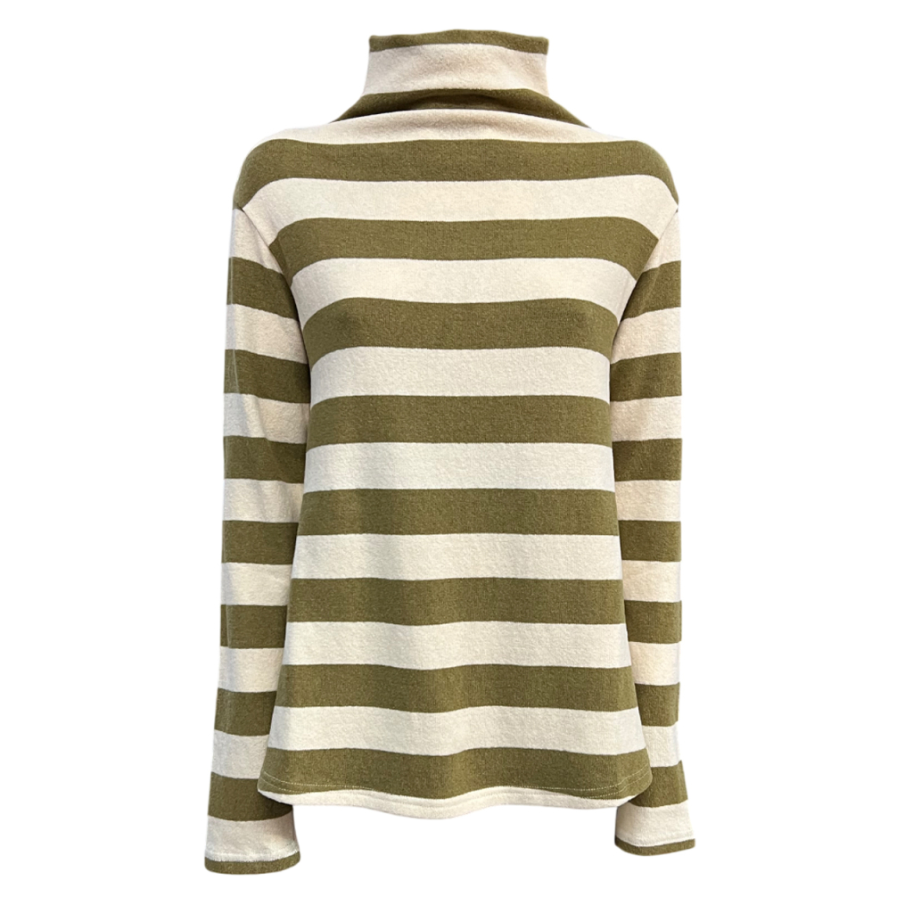 NEIRAMI women's flared sweater striped butter/citron T868GO MADE IN ITALY