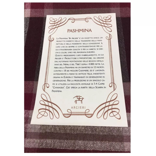 ARCIERI sciarpa uomo quadri bordeaux/moro 60% cashmere 40% merinos MADE IN NEPAL