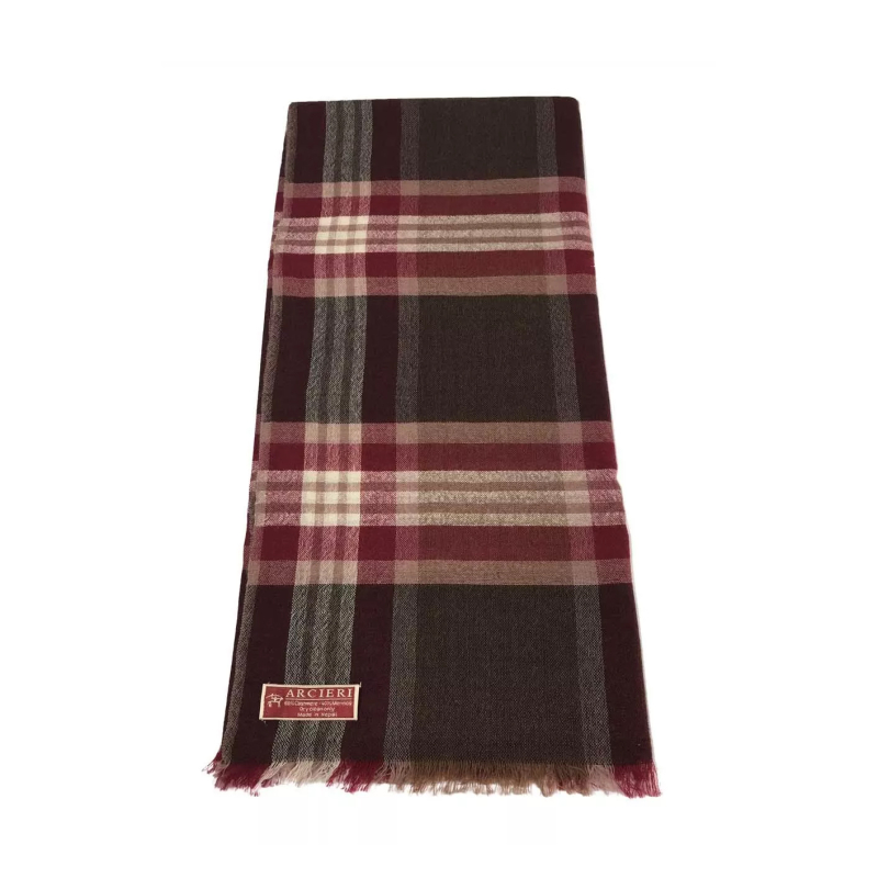 ARCIERI sciarpa uomo quadri bordeaux/moro 60% cashmere 40% merinos MADE IN NEPAL