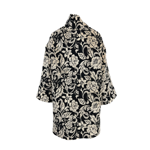 GUTTHA MILANO cappotto donna damascato nero fiori ecru GUT24052 PASU MADE IN ITALY