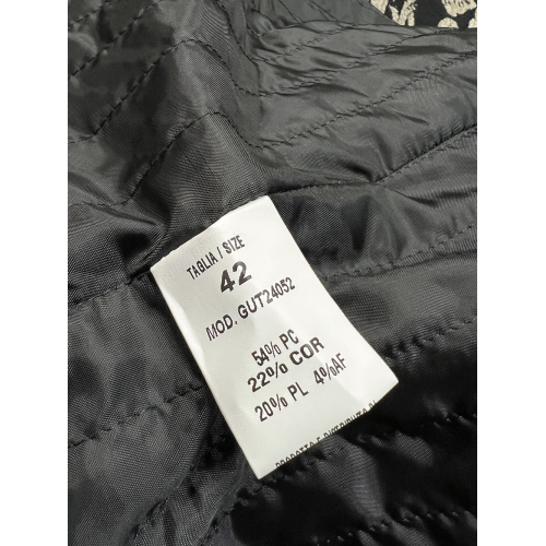 GUTTHA MILANO cappotto donna damascato nero fiori ecru GUT24052 PASU MADE IN ITALY