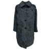 GUTTHA MILANO women's coat damask blue black flowers GUT24069 PASU MADE IN ITALY