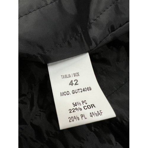 GUTTHA MILANO women's coat damask blue black flowers GUT24069 PASU MADE IN ITALY