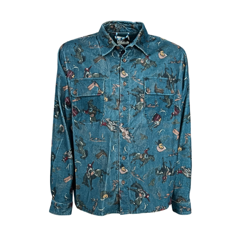 MADSON by BottegaChilometriZero men's oversized printed velvet shirt DU24702 MADE IN ITALY