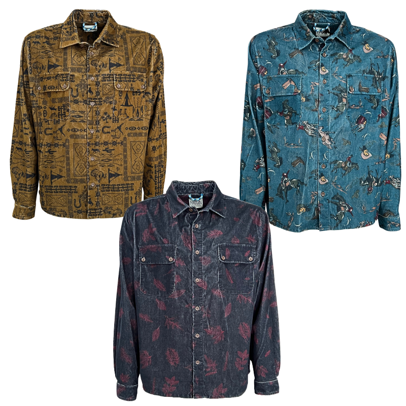 MADSON by BottegaChilometriZero men's oversized printed velvet shirt DU24702 MADE IN ITALY