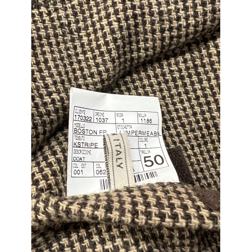 L’IMPERMEABILE men’s unlined jacket pied de poule beige/brown BOSTON FP MADE IN ITALY