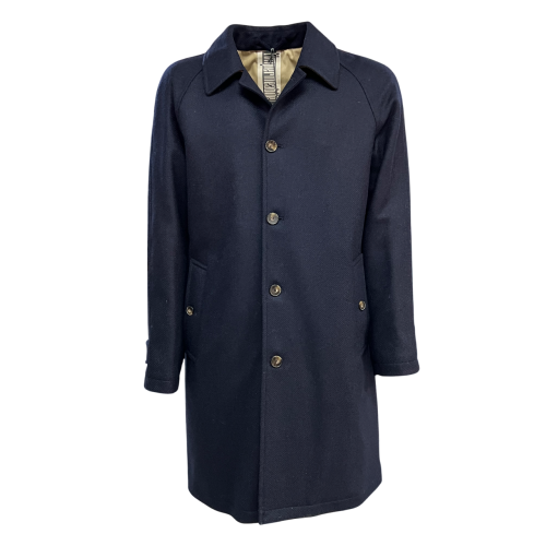 L’IMPERMEABILE cappotto uomo blu lana NEW DEA SHETLAND MADE IN ITALY