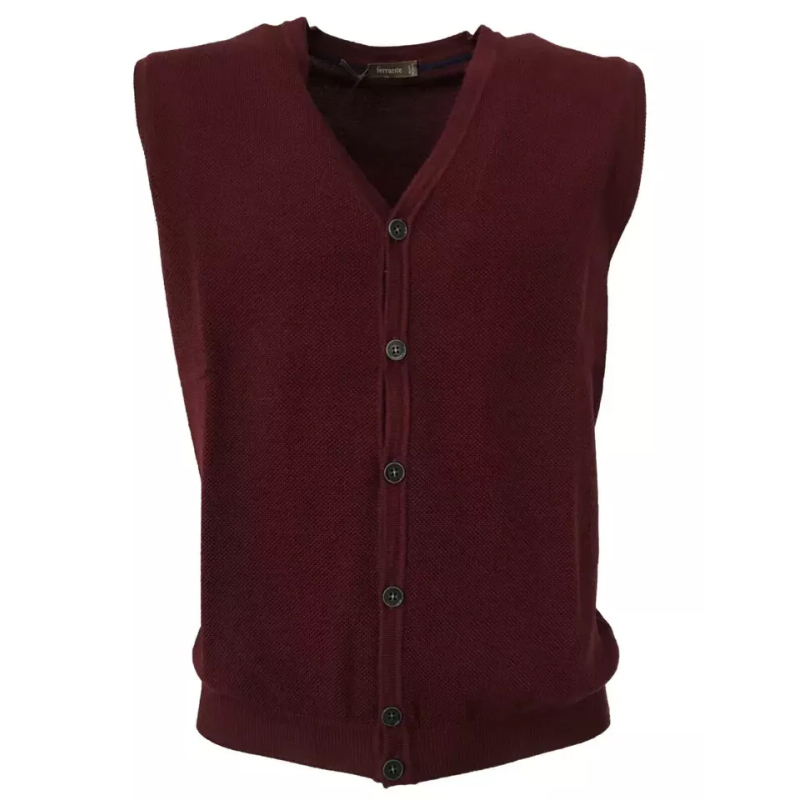 FERRANTE men's burgundy vest 34U22408 100% wool MADE IN ITALY