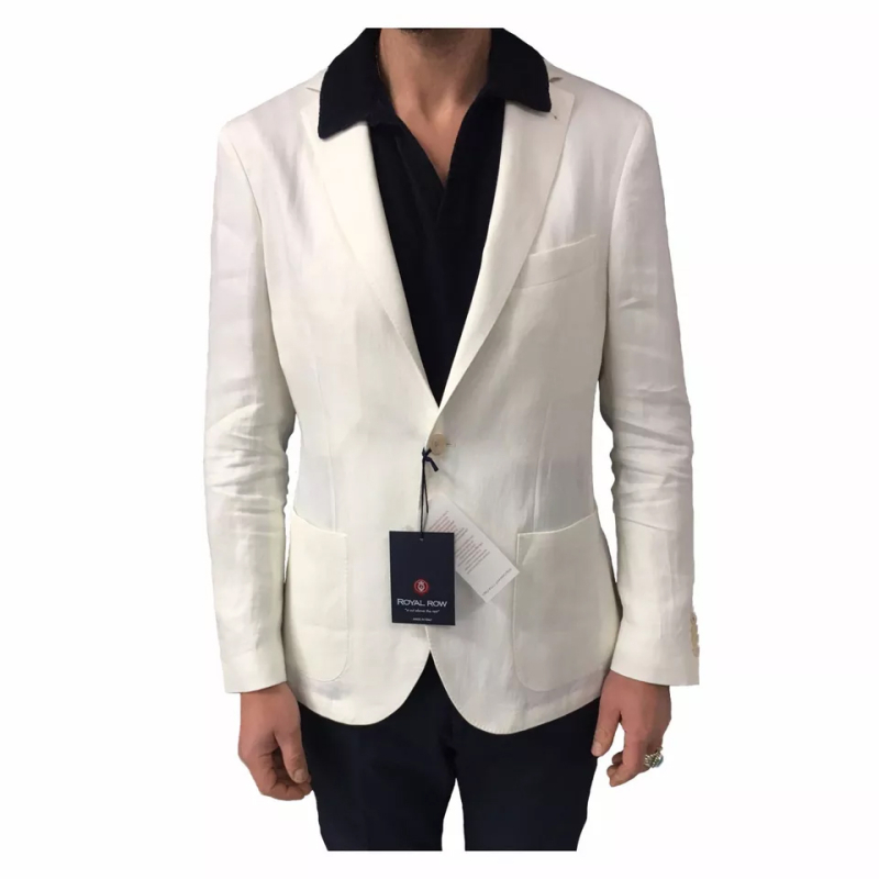 ROYAL ROW giacca uomo sfoderata panna in lino mod LONDON G90S