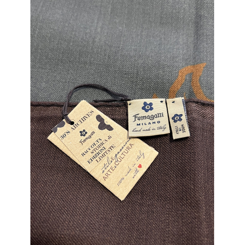 FUMAGALLI maxi foulard lana marrone/grigio/beige mod PLANCHES WO G-14