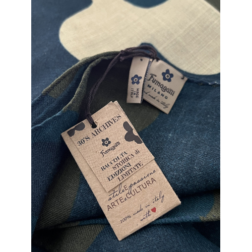 FUMAGALLI maxi foulard lana petrolio/multicolor mod PLANCHES WO G-14