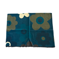 FUMAGALLI maxi foulard lana petrolio/multicolor mod PLANCHES WO G-14