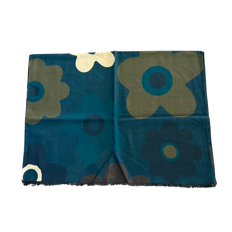 FUMAGALLI maxi foulard lana petrolio/multicolor mod PLANCHES WO G-14
