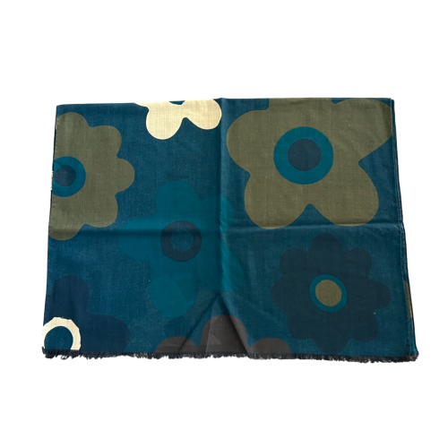 FUMAGALLI maxi foulard lana petrolio/multicolor mod PLANCHES WO G-14