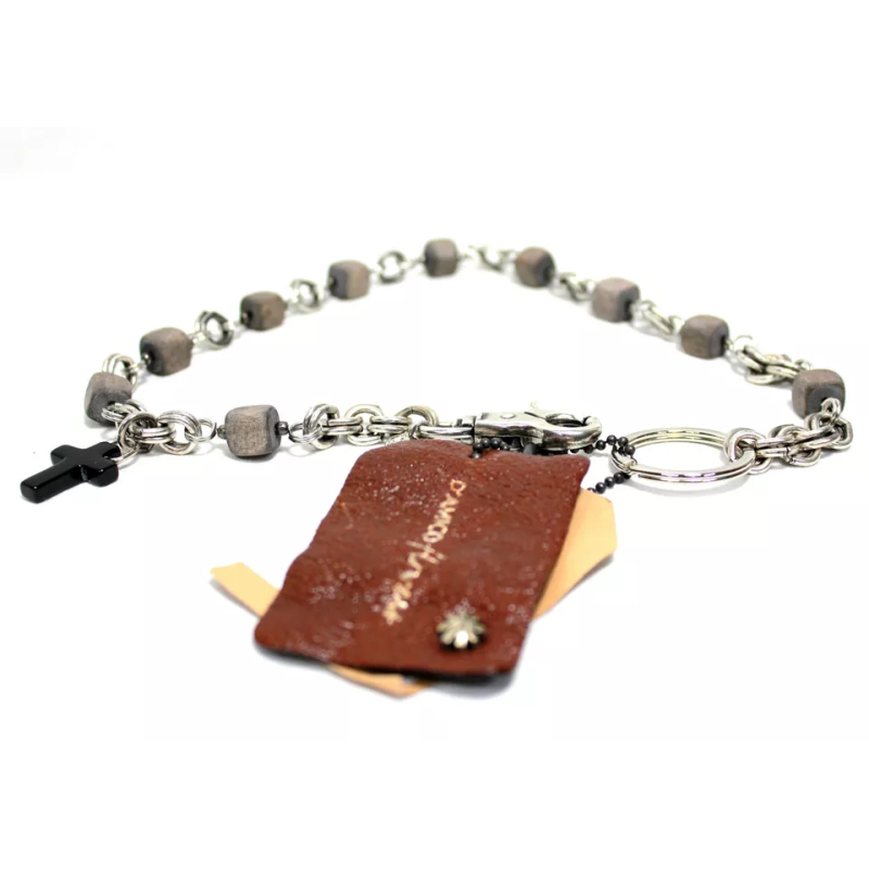D'AMICO keychain chain for trousers with wooden details MADE IN ITALY