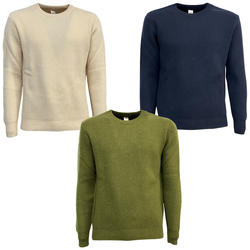 GRP men's crewneck sweater heavy wool English rib 7 CI10 MADE IN ITALY