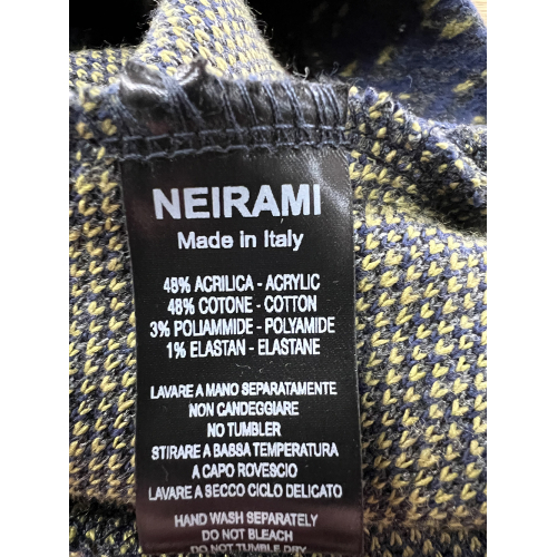 NEIRAMI women's heavy cotton beret blue/grey/lime pattern AC07JQ MADE IN ITALY
