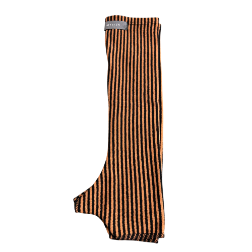 NEIRAMI manicotti donna a righe nero/zucca AC16ST MADE IN ITALY