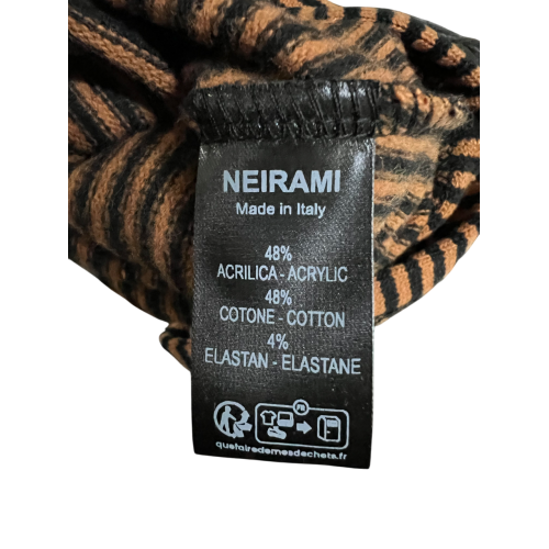 NEIRAMI manicotti donna a righe nero/zucca AC16ST MADE IN ITALY
