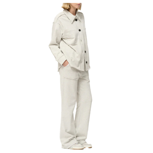HUMILITY camicia donna over felpa garzata grigio chiaro melange CLEOR 85% cotone 15% poliestere