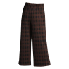NEIRAMI pantalone donna cropped palazzo cotone pesante nero quadri arancio P009BH MADE IN ITALY