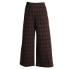 NEIRAMI pantalone donna cropped palazzo cotone pesante nero quadri arancio P009BH MADE IN ITALY