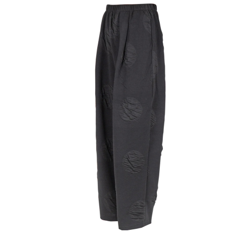 NEIRAMI pantalone donna ovetto tessuto jacquard pois nero P012SR MADE IN ITALY