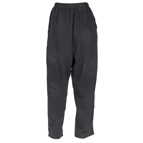 NEIRAMI pantalone donna ovetto tessuto jacquard pois nero P012SR MADE IN ITALY