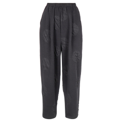 NEIRAMI pantalone donna ovetto tessuto jacquard pois nero P012SR MADE IN ITALY
