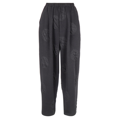 NEIRAMI pantalone donna ovetto tessuto jacquard pois nero P012SR MADE IN ITALY