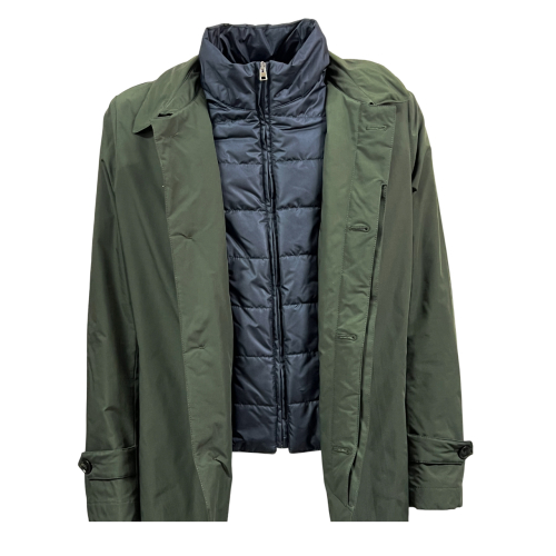 FABIO BALDAN giaccone uomo car coat verde/blu 221401NA60 MADE IN ITALY