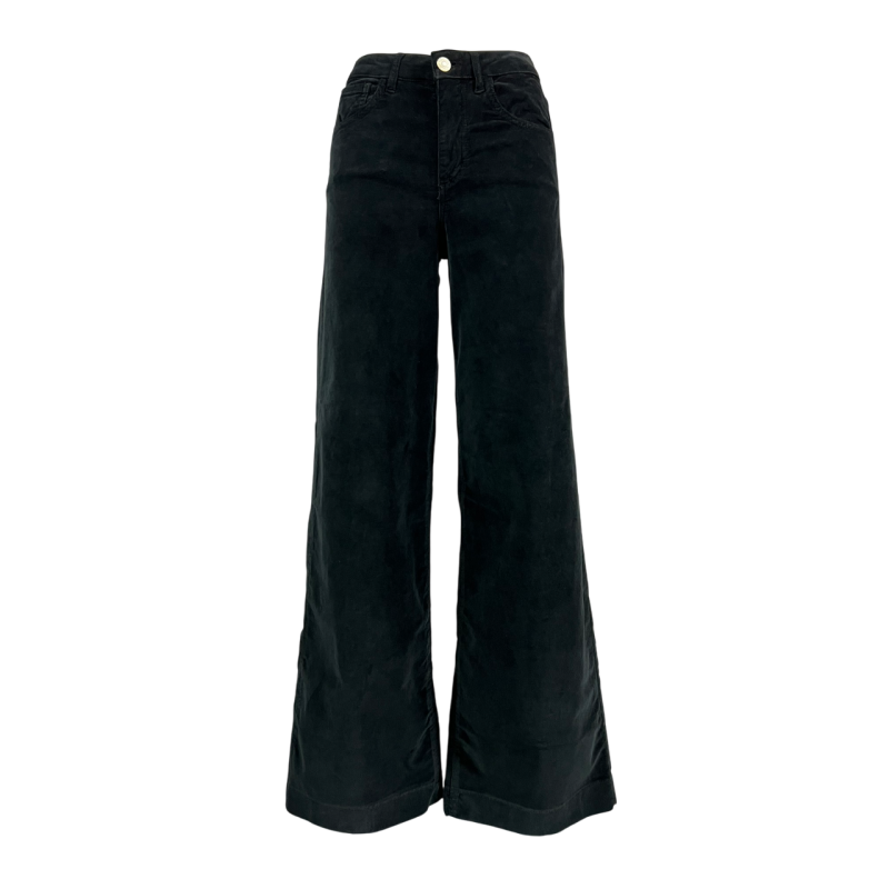 J-CUBE women's jeans palazzo velvet smooth black MILA MADE IN ITALY