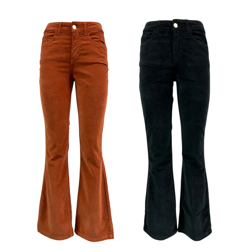 J-CUBE jeans donna a zampa velluto liscio push-up FIONA MADE IN ITALY