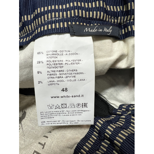 WHITE SAND men's trousers black cotton pinstripe in matching color WSU67 358 MADE IN ITALY