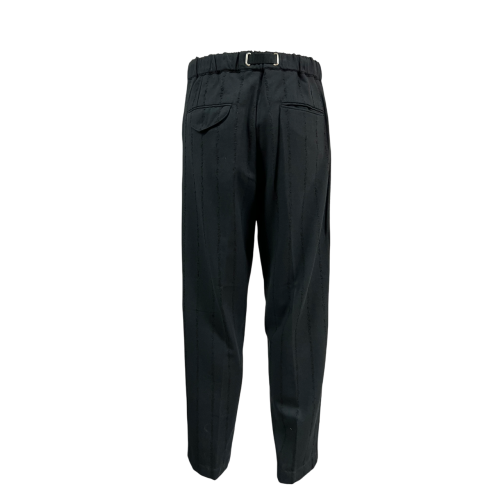 WHITE SAND men's trousers black cotton pinstripe in matching color WSU67 358 MADE IN ITALY