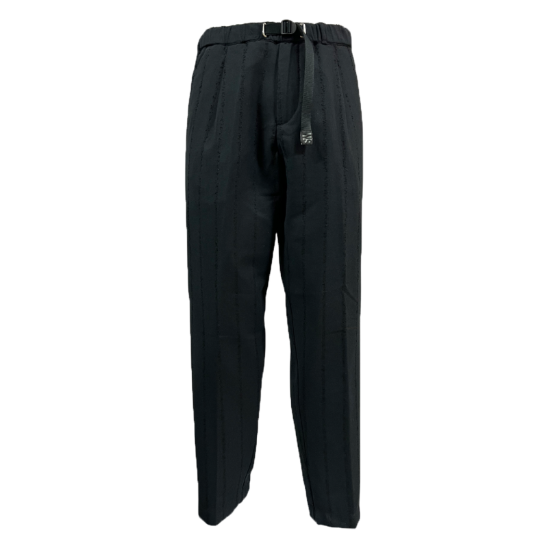 WHITE SAND men's trousers black cotton pinstripe in matching color WSU67 358 MADE IN ITALY