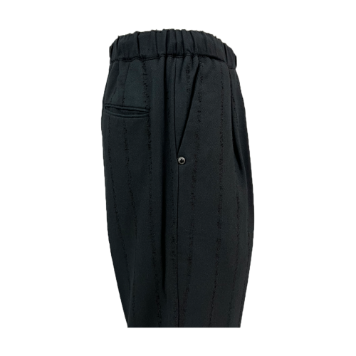 WHITE SAND men's trousers black cotton pinstripe in matching color WSU67 358 MADE IN ITALY