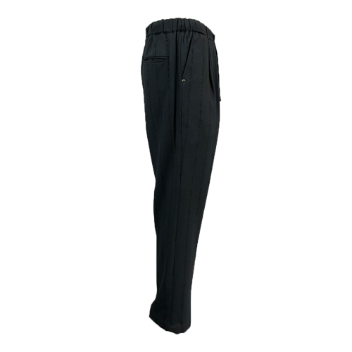 WHITE SAND men's trousers black cotton pinstripe in matching color WSU67 358 MADE IN ITALY
